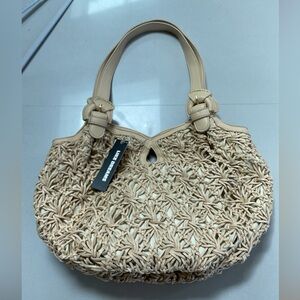 Sondra Roberts Tan Woven Shoulder Bag
